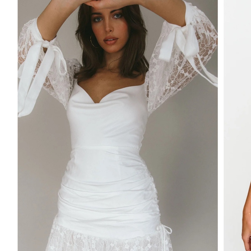 Selfie Leslie White Satin Dress